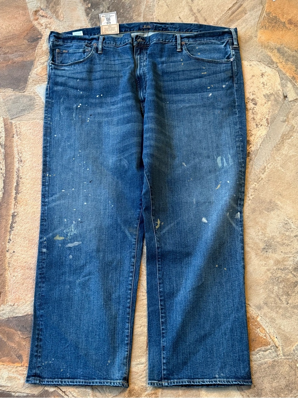 Polo Ralph Lauren Dark Blue Straight Leg Jeans with Paint Splatter Men’s 50X30